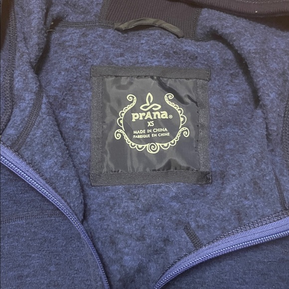 Prana Deep Blue Heavy Hooded Zip Up Sweater Soft Fleece Lined Womens Size XS - Picture 5 of 9